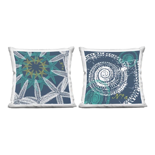 Stupell Industries 18" x 18" Navy Sea Life Motif Decorative Printed Indoor Throw Pillow Set